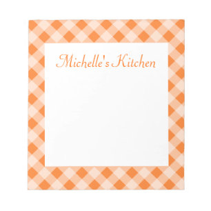 Personalised Orange Gingham Notepad