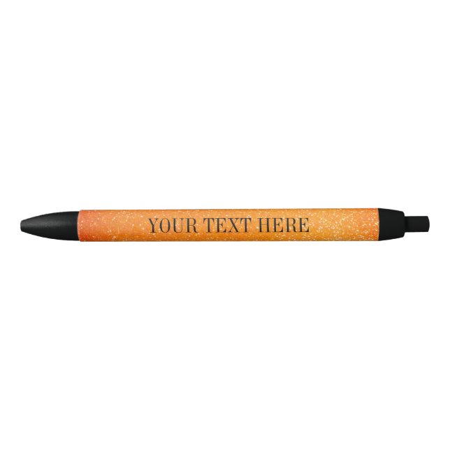 Personalised orange glitter pen with custom text (Front)