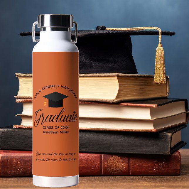 Personalised Orange Graduation 2025 Graduate Water Bottle (Creator Uploaded)