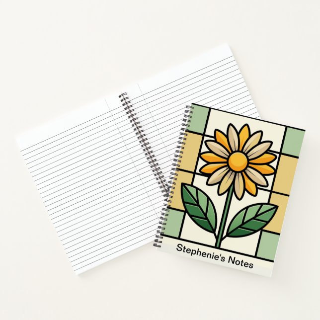 Personalised Orange Green Yellow Florals Notebook (Inside)