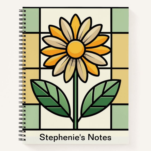 Personalised Orange Green Yellow Florals Notebook (Front)