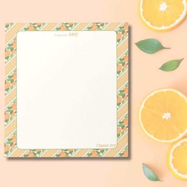 Personalised Orange Grove Striped Notepad   (Personalized Orange Grove Striped Notepad  )