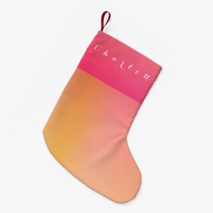 Personalised Orange Hot Pink Ombre Small Christmas Stocking