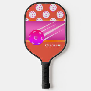 Personalised Orange & Hot Pink Pickleball Paddle