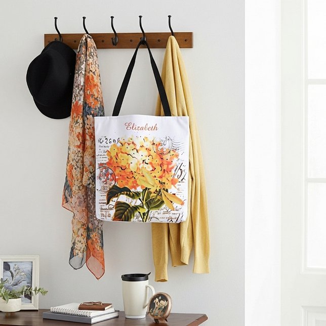 Personalised Orange hydrangea and dragonfly Tote Bag (Creator Uploaded)