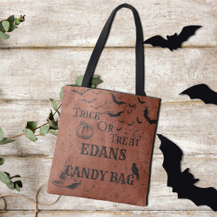 Personalised Orange Kids Trick Or Treat Candy Tote Bag