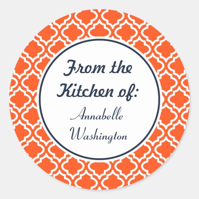 Personalised Orange Kitchen Stickers (Front)
