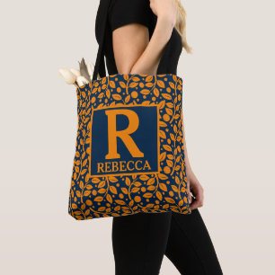 Personalised Orange Leaf Design Tote Bag