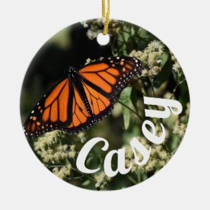 Personalised Orange Monarch Butterfly Nature Photo Ceramic Tree Decoration