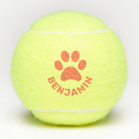 Personalised Orange Paw Print Pet Name Dog 