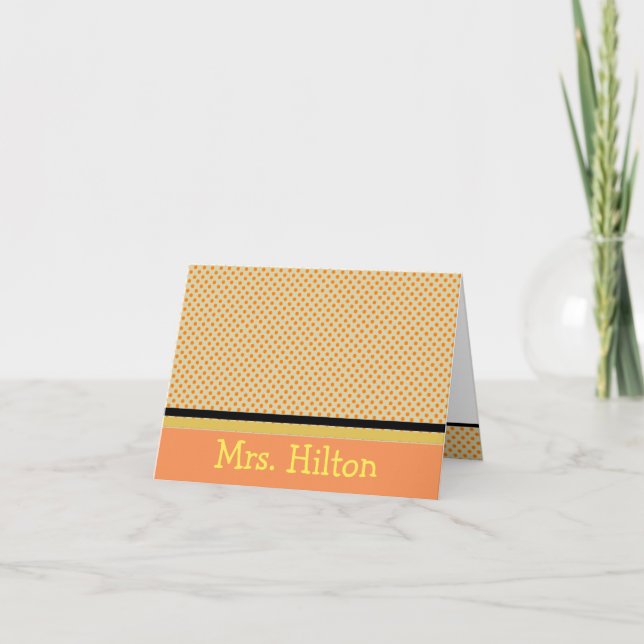 Personalised Orange Polka Dot Notecards (Front)
