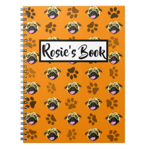 Personalised Orange Pug Note Book