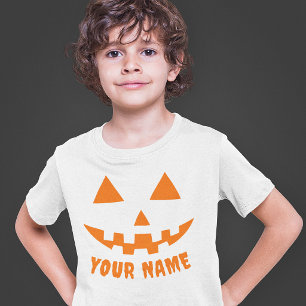 Personalised Orange Pumpkin Halloween Kid's Name T-Shirt
