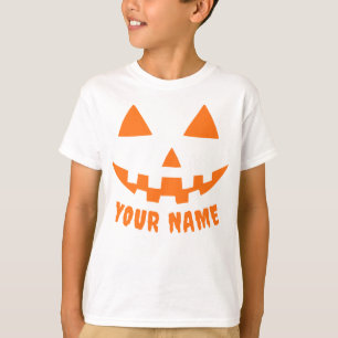Personalised Orange Pumpkin Halloween Kid's Name T-Shirt