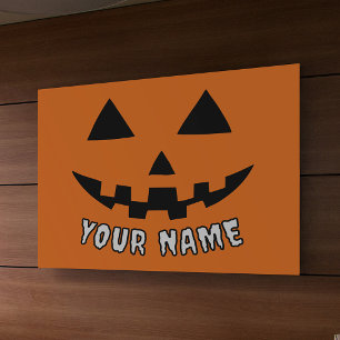 Personalised Orange Pumpkin Halloween Your Name Banner