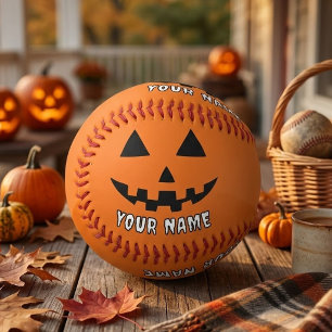 Personalised Orange Pumpkin Halloween Your Name Baseball
