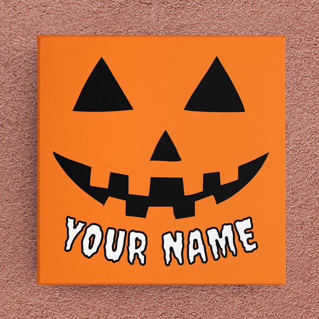 Personalised Orange Pumpkin Halloween Your Name Canvas Print (Creator Uploaded)