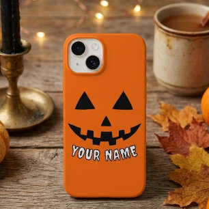 Personalised Orange Pumpkin Halloween Your Name Case-Mate iPhone 14 Case