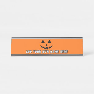Personalised Orange Pumpkin Halloween Your Name Desk Name Plate