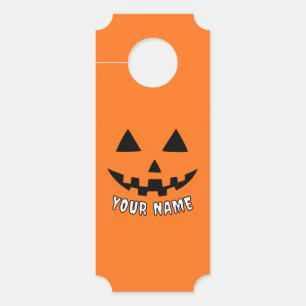 Personalised Orange Pumpkin Halloween Your Name Door Hanger