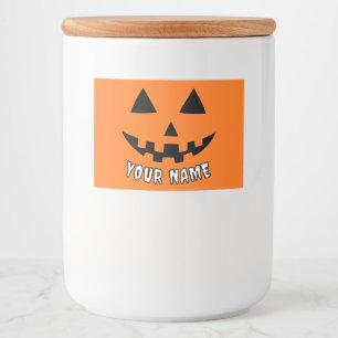 Personalised Orange Pumpkin Halloween Your Name Food Label