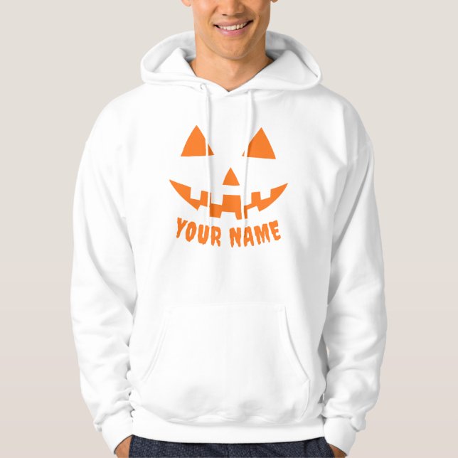 Personalised Orange Pumpkin Halloween Your Name Hoodie (Front)