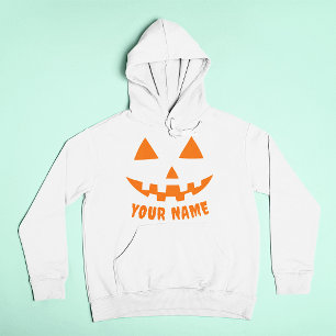 Personalised Orange Pumpkin Halloween Your Name Hoodie