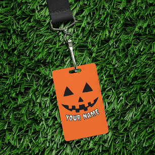 Personalised Orange Pumpkin Halloween Your Name ID Badge