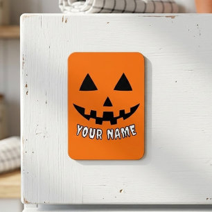 Personalised Orange Pumpkin Halloween Your Name Magnet