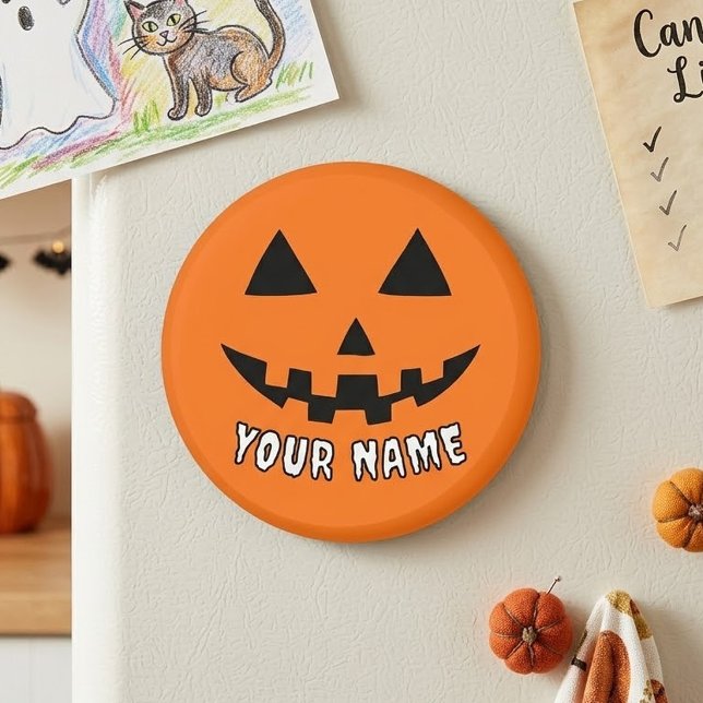 Personalised Orange Pumpkin Halloween Your Name Magnet (Creator Uploaded)