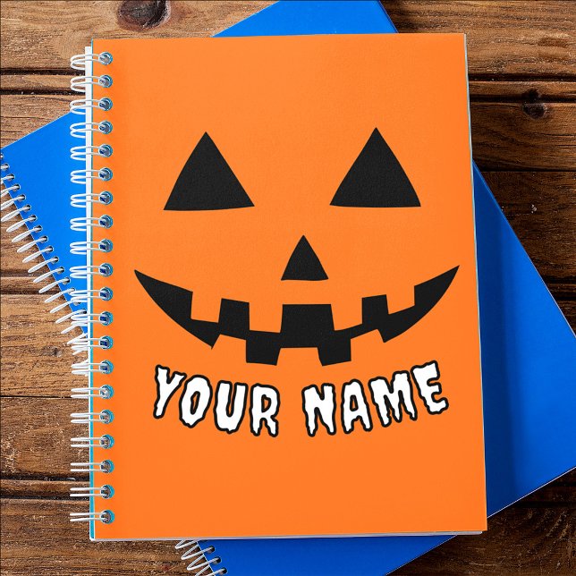 Personalised Orange Pumpkin Halloween Your Name Notebook (Creator Uploaded)