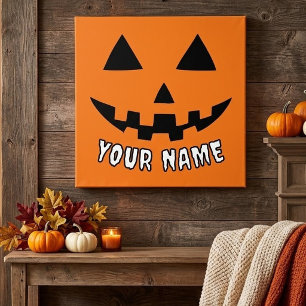 Personalised Orange Pumpkin Halloween Your Name Photo Print