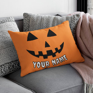 Personalised Orange Pumpkin Halloween Your Name Pillowcase