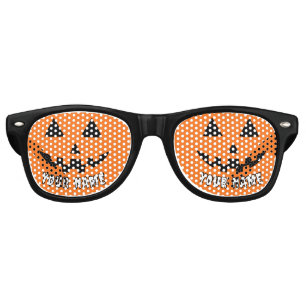 Personalised Orange Pumpkin Halloween Your Name Retro Sunglasses