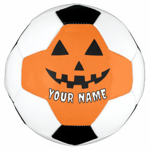 Personalised Orange Pumpkin Halloween Your Name Soccer Ball