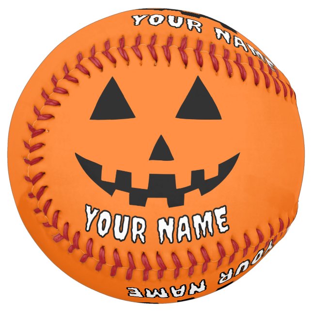 Personalised Orange Pumpkin Halloween Your Name Softball (Front Left)