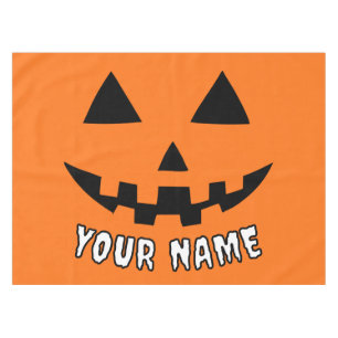 Personalised Orange Pumpkin Halloween Your Name Tablecloth
