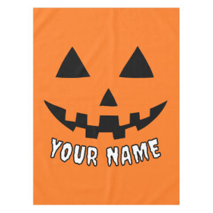 Personalised Orange Pumpkin Halloween Your Name Tablecloth