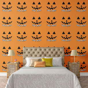 Personalised Orange Pumpkin Halloween Your Name Wallpaper