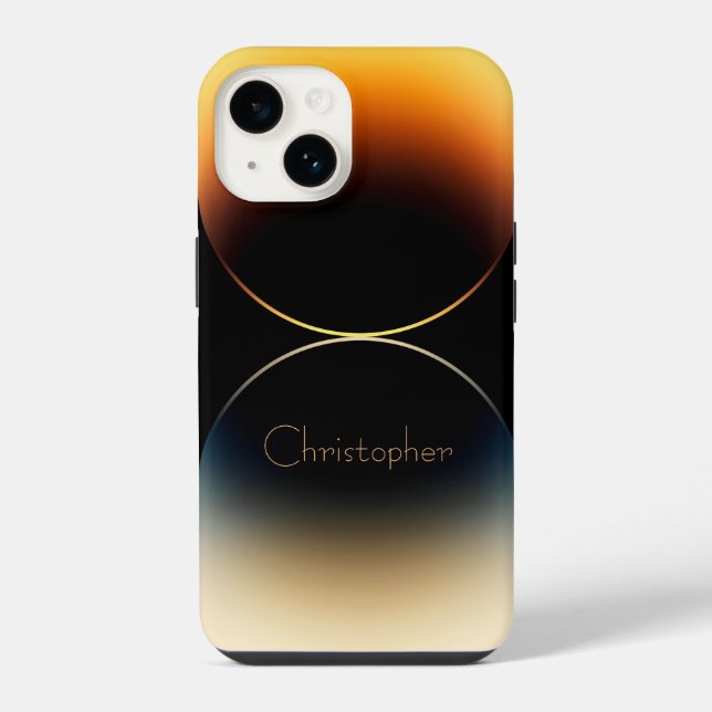 Personalised orange Radial Texture iphone 15 Case (Back)