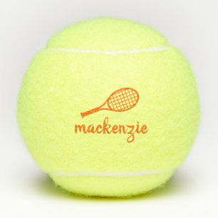 Personalised Orange Script Name  Tennis Balls