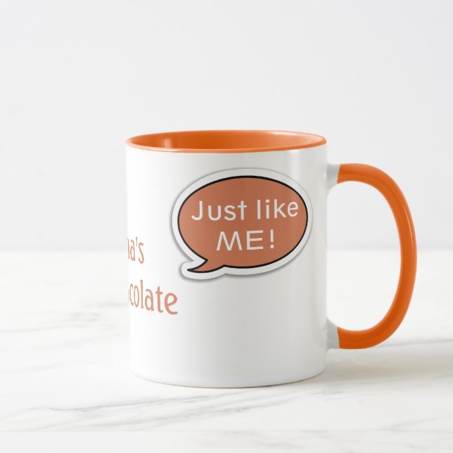 Personalised Orange Speech Bubble Hot Chocolate Mug (Right)