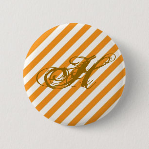 Personalised Orange Striped 6 Cm Round Badge