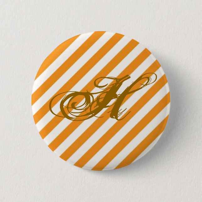 Personalised Orange Striped 6 Cm Round Badge (Front)