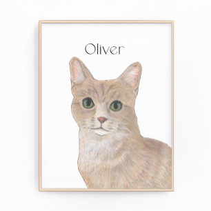 Personalised Orange Tabby Cat Art Photo Print