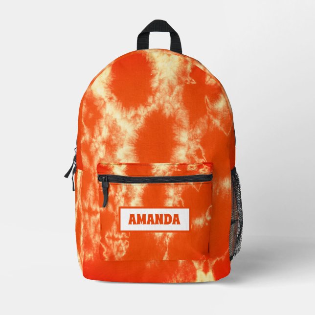 Personalised Orange Tie Dye  Printed Backpack (Front)