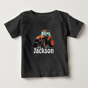Personalised Orange Tractor Baby T-Shirt