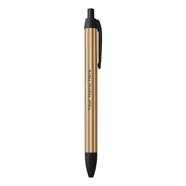 Personalised Orange & Yellow Striped Ink Pen (Bottom (Vertical))