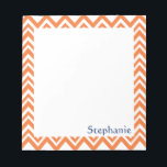Personalised Orange Zigzag Pattern Notepad<br><div class="desc">Orange chevron pattern. Orange zigzag pattern.</div>