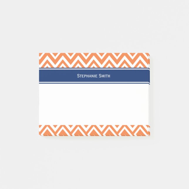 Personalised Orange Zigzag Pattern Post-it Notes (Front)